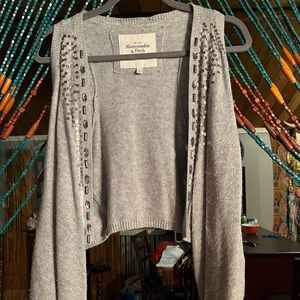 Abercrombie and Fitch (SIZE SMALL) gray sweater vest embellished w/ beads